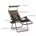 Outsunny Zero Gravity Lounger Chair, Folding Reclining Patio Chair with Shade Cover, Padded Seat, Cup Holder, Soft Cushion and Headrest for Poolside, Camping, Coffee - 8