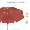 Outsunny 2.7m Patio Parasol Garden Umbrellas Outdoor Sun Shade Table Umbrella with Tilt, Crank, 8 Ribs, Ruffles, Wine Red - 6