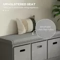 HOMCOM Three-Drawer Shoe Storage Bench, with Padded Top Seat - Grey - 4
