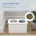 PawHut Raised Dog Bowls w/ Slow Feeder Mat, Storage Cabinet, Three Stainless Steel Bowls, Semi Auto Dispenser Function, White - 5