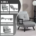HOMCOM 4-in-1 Velvet-Feel Single Chair Bed, with Pillow - Light Grey - 4