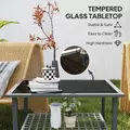 Outsunny Outdoor Rattan Coffee Table with Tempered Glass Top, Storage Shelf, Foot Pads, for Patio, Balcony, Mixed-grey - 4