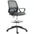 Vinsetto 102.5-126cm Draughtsman Office Chair, with Footrest - Grey - 1