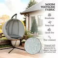 Outsunny Hanging Egg Chair Outdoor Indoor Garden Swing Chair with Folding Basket, Thickened Cushion, Cup Holder for Patio, Balcony, Grey - 5