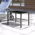 Outsunny Outdoor Rattan Coffee Table with Tempered Glass Top, Storage Shelf, Foot Pads, for Patio, Balcony, Mixed-grey - 3