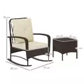 Outsunny Three-Piece Rocking Chair Rattan Bistro Set - Brown - 3