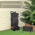 Outsunny Festival Trolley on Wheels, 150L Folding Camping Trolley Cart with Openable Sides, Adjustable Handle and Brakes for Shopping Beach Garden Fishing, Black - 6