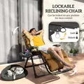 Outsunny Set of Two Reclining Sun Loungers, with Cushion - Brown - 4