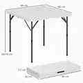 Outsunny 34/74cm Folding Camping Table, with Handle - White - 3