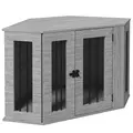 PawHut 2 in 1 Dog Crate Furniture Side Table, with Cushion, 104 x 55 x 63cm - Grey - 1