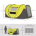Outsunny 4 Person Pop-up Camping Tent Family Tent with Ground Sheet, 4 Windows and Portable Carry Bag for Beach Outdoor Trip, Yellow - 3