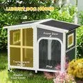 PawHut Wooden Dog Kennel with Removable Floor, Asphalt and Openable Roof, Giant Window for Large Dogs, Charcoal Grey - 8