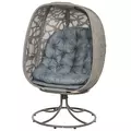Outsunny Swivel Egg Chair with Cushions, Foldable Basket Seat and Metal Frame, Indoor Outdoor Lounge Chair for Balcony, Patio and Living Room, Grey - 1