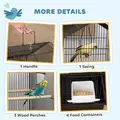 PawHut Metal Bird Cage with Plastic Swing, Perch, Food Container, Tray, Handle, for Finches, Canaries, 43 x 32.5 x 104cm - 4