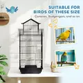 PawHut Metal Bird Cage with Plastic Swing, Perch, Food Container, Tray, Handle, for Finches, Canaries, 43 x 32.5 x 104cm - 7