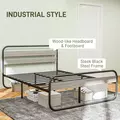 HOMCOM King Size Steel Industrial Bed Frame - Black - 4