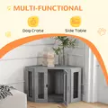 PawHut 2 in 1 Dog Crate Furniture Side Table, with Cushion, 104 x 55 x 63cm - Grey - 4