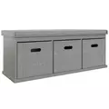 HOMCOM Three-Drawer Shoe Storage Bench, with Padded Top Seat - Grey - 1