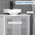 kleankin Modern Under Sink Cabinet with 2 Doors, Bathroom Vanity Unit, Pedestal Under Sink Design, Storage Cupboard with Adjustable Shelves, Grey - 6
