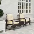 Outsunny Three-Piece Rocking Chair Rattan Bistro Set - Brown - 8