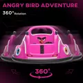AIYAPLAY Angry Bird Licensed Waltzer Car, 12V Kids Bumper Car w/ Joysticks, Remote, Music LED Lights, Pink - 4