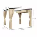 Outsunny 3 x 3(m) Retractable Pergola, Garden Gazebo Shelter with Curtains, for Grill, Patio, Deck, Beige - 3