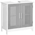 kleankin Modern Under Sink Cabinet with 2 Doors, Bathroom Vanity Unit, Pedestal Under Sink Design, Storage Cupboard with Adjustable Shelves, Grey - 1