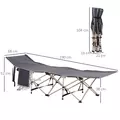 Outsunny Single Steel Frame Portable Camping Cot, with Carry Bag - Grey - 3