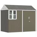 Outsunny 8 x 6 ft Galvanised Garden Shed, Outsoor Metal Storage Shed with Double Doors Window Air Vents for Patio, Lawn, Grey - 1