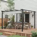 Outsunny 3 x 3(m) Aluminium Pergola Canopy Gazebo Awning Outdoor Garden Sun Shade Shelter Marquee Party BBQ, Light Grey - 2