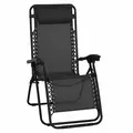 Outsunny Zero Gravity Chair Metal Frame Texteline Armchair Outdoor Folding and Reclining Sun Lounger with Head Pillow for Patio Decking Gardens Camping, Black - 1