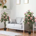 HOMCOM Set of Two Faux Rose Plants, with Pots - 2