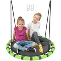 AIYAPLAY 100cm Diameter Kid Nest Swing Seat with Height Adjustable Ropes for Outdoor, Indoor, Black/Green - 1
