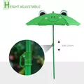Outsunny Kids Folding Picnic Table Chair Set w/ Parasol, Green - 6