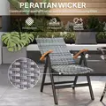 Outsunny 2 Pieces Folding Rattan Garden Dining Chairs with 5-level Reclining High Back, Wood Armrests for Outdoor - Light Grey - 5