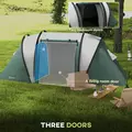 Outsunny Two-Man Tent, with Bedrooms, Living Room and Canopy - Dark Green - 5
