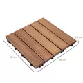 Outsunny 27 Pcs Solid Wood Interlocking Decking Tiles For Patio, Balcony, Roof Terrace, Hot Tub, Brown, (30 x 30 cm Per Piece) - 3