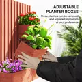Outsunny Wall-mounted Wooden Garden Planters with Trellis, Drainage Holes and 3 Planter Boxes for Patio, Brown - 5