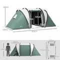Outsunny Two-Man Tent, with Bedrooms, Living Room and Canopy - Dark Green - 3