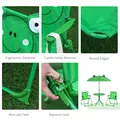 Outsunny Kids Folding Picnic Table Chair Set w/ Parasol, Green - 7
