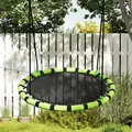 AIYAPLAY 100cm Diameter Kid Nest Swing Seat with Height Adjustable Ropes for Outdoor, Indoor, Black/Green - 9