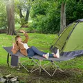 Outsunny Single Steel Frame Portable Camping Cot, with Carry Bag - Grey - 9