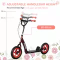 AIYAPLAY Kids Scooter with Adjustable Handlebar, Children's Kick Scooter with Non-slip Footplate, Rear Brake, Kickstand, Red - 4