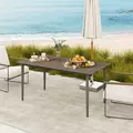 Outsunny Garden Table, Outdoor Dining Table for 6 People, 160 x 90 x 74 cm, with Rust Resistant Metal Frame, WPC Top, for Balcony, Terrace, Dark Grey - 8