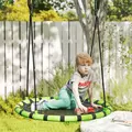 AIYAPLAY 100cm Diameter Kid Nest Swing Seat with Height Adjustable Ropes for Outdoor, Indoor, Black/Green - 2