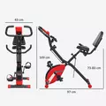SPORTNOW Five-in-one Foldable Exercise Bike, Stationary Bike with Arm Workout Bands, LDC Monitor, Phone Holder, Red - 3