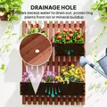 Outsunny Wall-mounted Wooden Garden Planters with Trellis, Drainage Holes and 3 Planter Boxes for Patio, Brown - 7