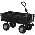 Outsunny 114L Steel Frame Garden Cart Trolley - Black - 1