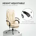 HOMCOM Executive Office Chair, Home Office Chair with Swivel Wheels, Reclining Backrest, Retractable Footrest, Cream White - 7