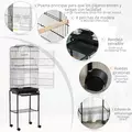 PawHut Bird Cage Budgie Cages for Finch Canary Parakeet with Stand Wheels Slide-out Tray Accessories Storage Shelf, Black 46.5 x 36 x 157 cm - 5